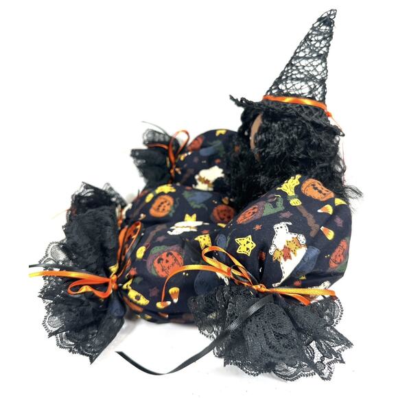 Handmade Wooden Sitting Shelf Doll Cute Witch Halloween - Picture 2 of 5